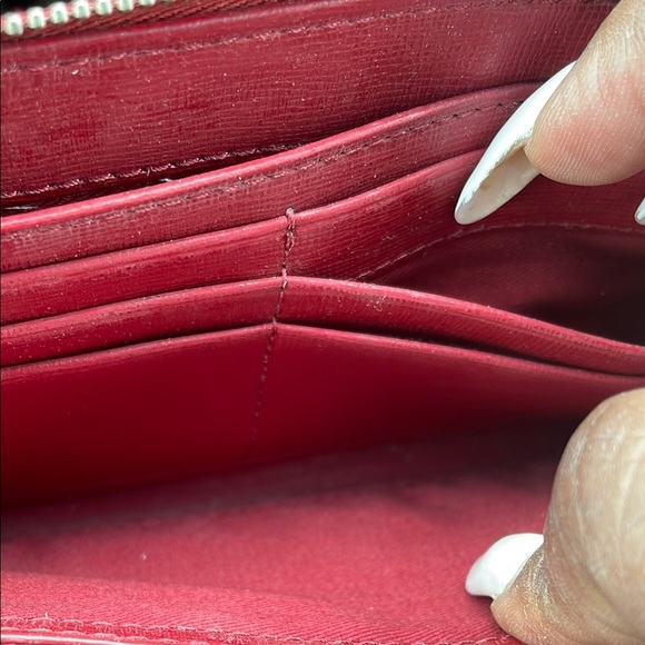 Fossil Red Wallet with Silver Accents - Picture 3 of 6